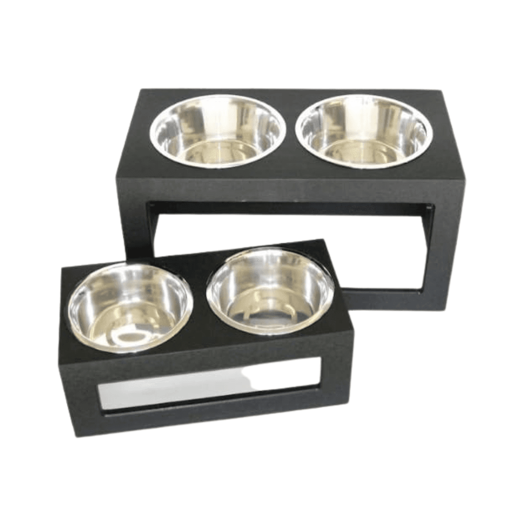 Elevated Bowl Holder - Double Feeder (Black)