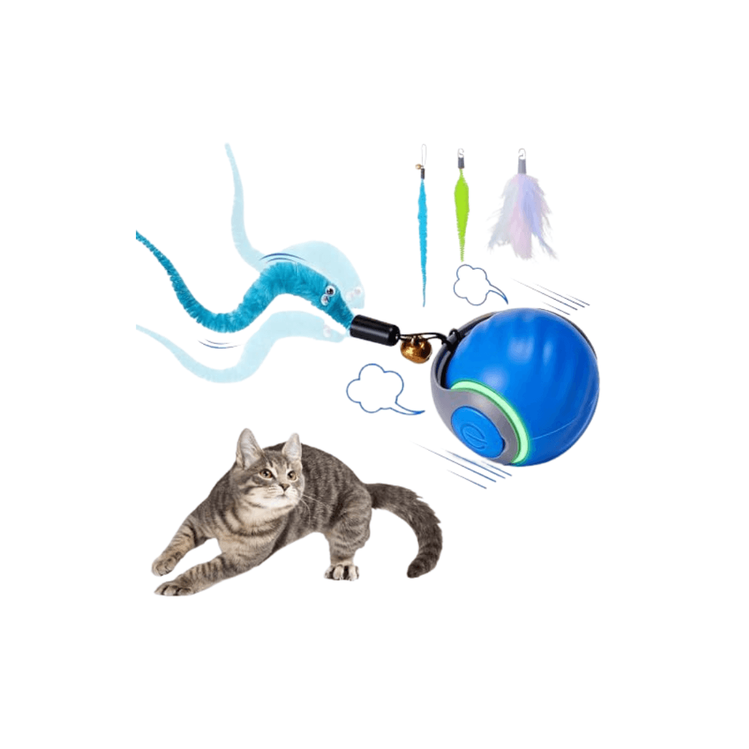 BABORUI Automatic Interactive Cat Toy Ball (Blue)